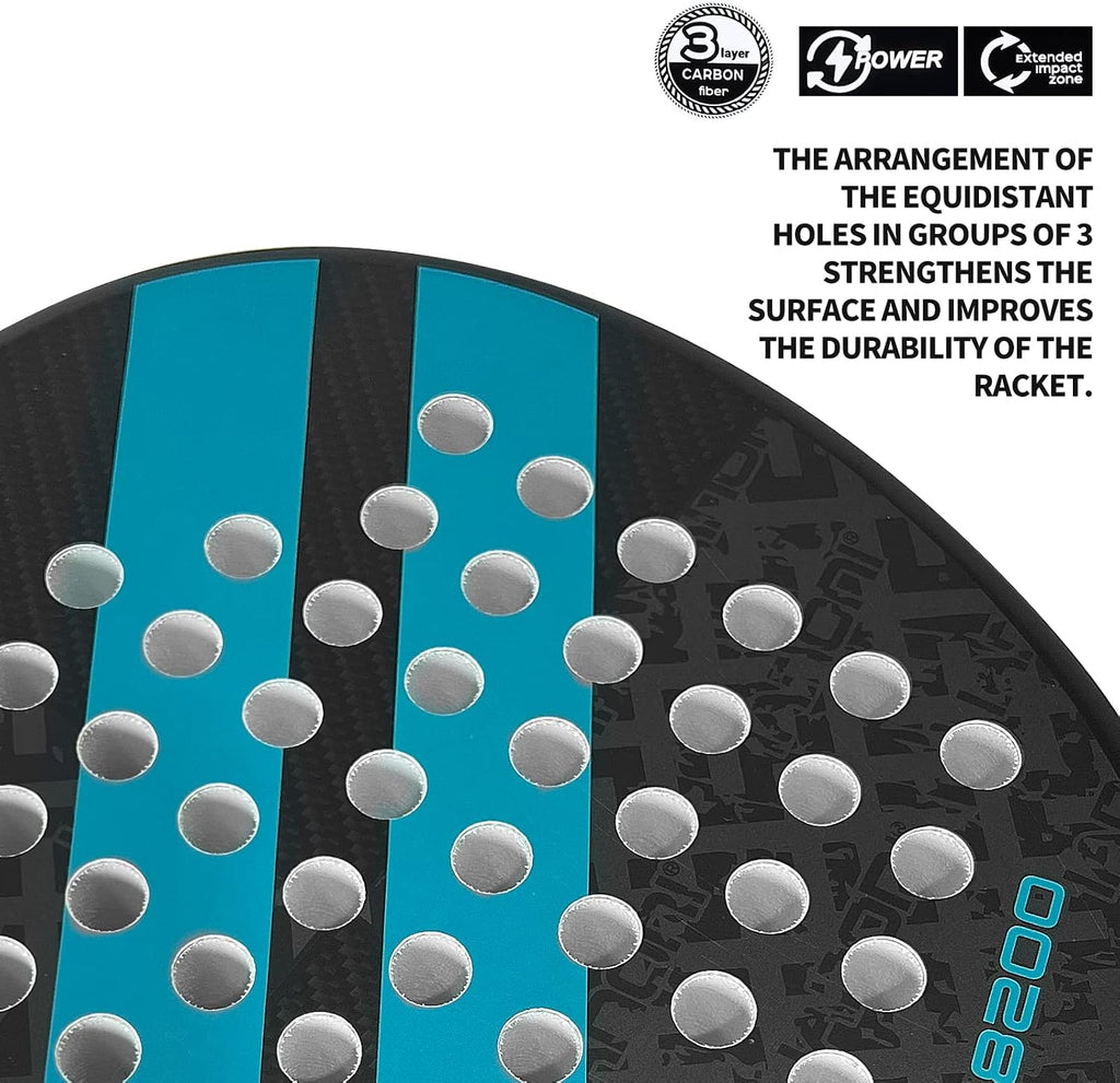 Padel Racket Carbon Fiber Surface with EVA Memory Flex Foam Core Lightweight Padel Racquet