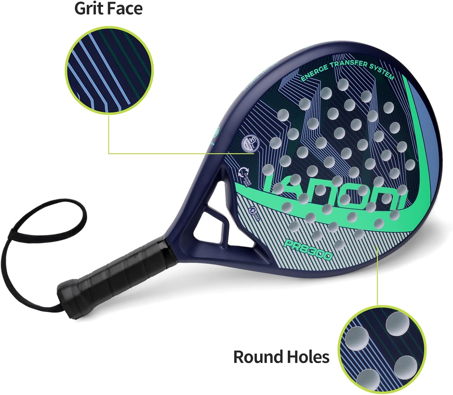 Padel Racket Carbon Fiber Surface with EVA Memory Flex Foam Core Lightweight Padel Racquet