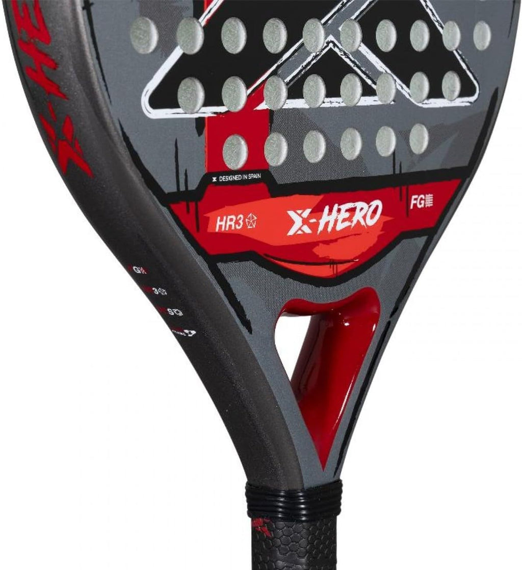 Padel Racket X-Hero 2026 | round Shape Pala Padel for Beginners & Intermediate Players | Carbon Frame, 3K Fiber Glass Face, HR3 White Eva Core | DCS Stability, Lightweight Agility & Gloss Surface