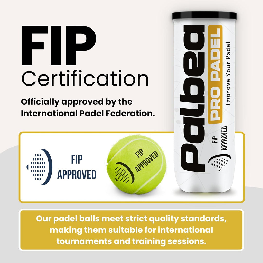 PRO Padel Balls. 6/12/24 Tubes of 3 Padel Tennis Balls FIP Approved