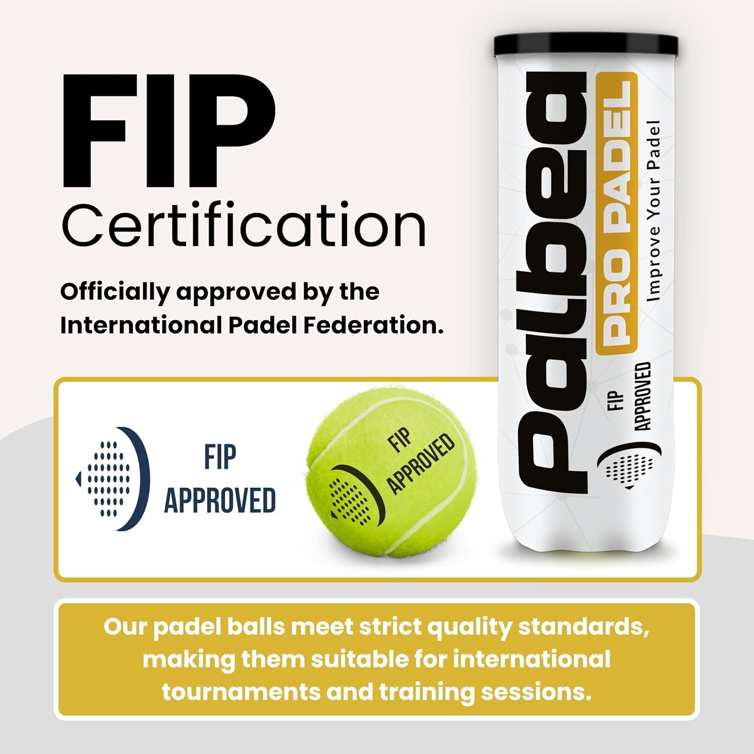 PRO Padel Balls. 6/12/24 Tubes of 3 Padel Tennis Balls FIP Approved