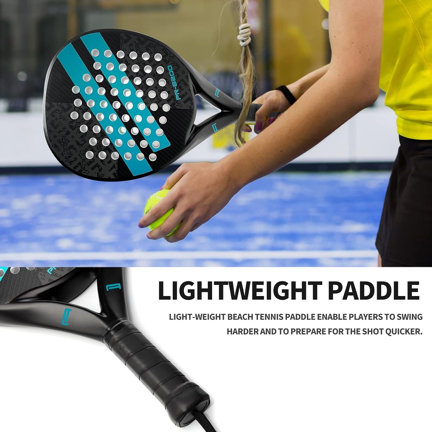 Padel Racket Carbon Fiber Surface with EVA Memory Flex Foam Core Lightweight Padel Racquet