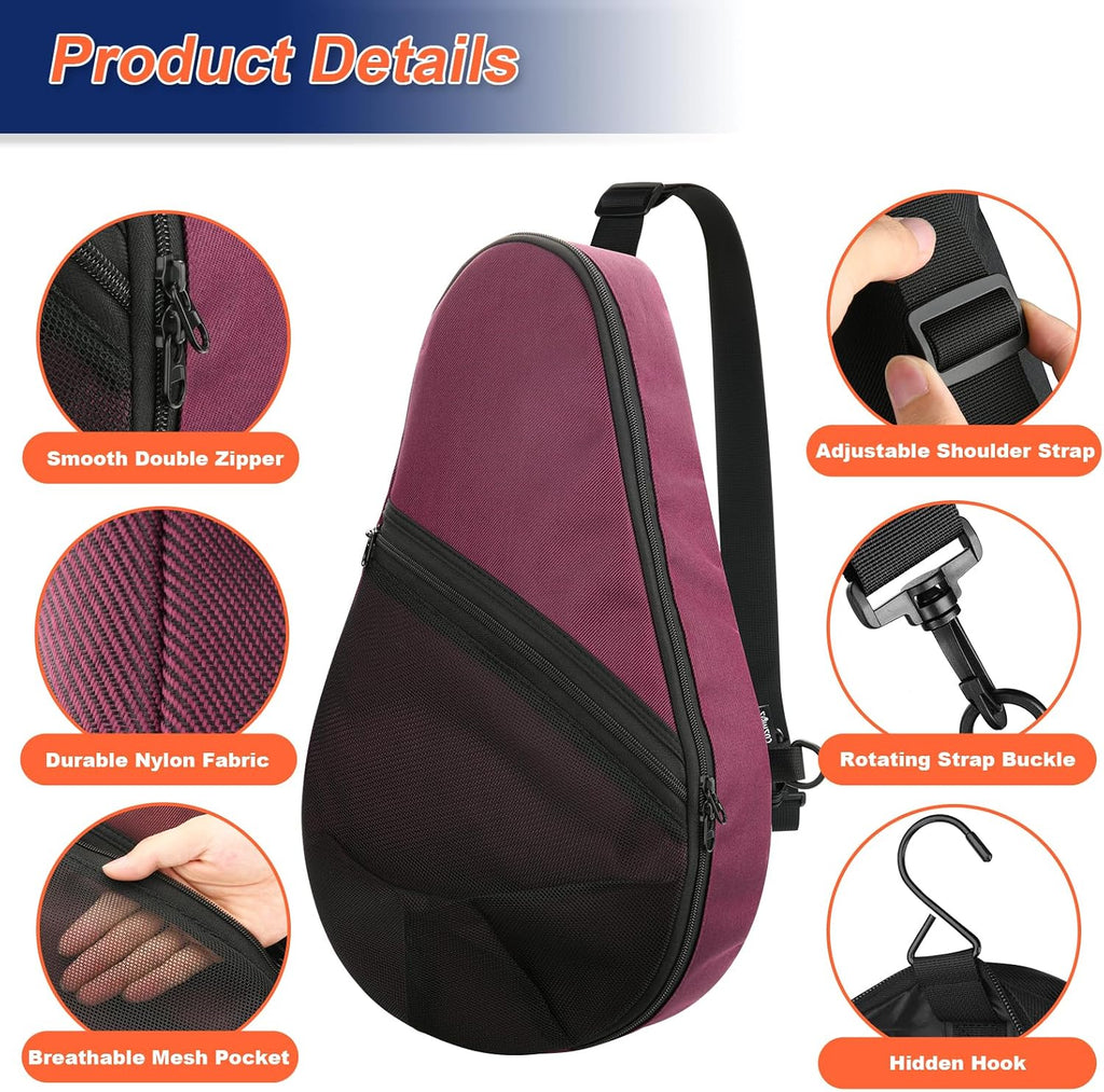 Padel Racket Bag Pickleball Paddle Sling Backpack Padel Racquet Storage Bag, Padel (Paddel Tennis) Equipment Carrying Bag with Mesh Pocket for 2 Paddles Ball Water Bottle & Accessory