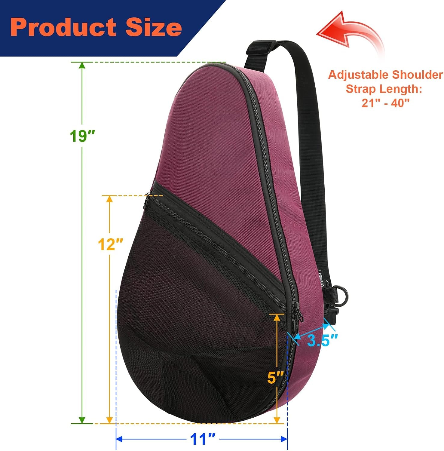 Padel Racket Bag Pickleball Paddle Sling Backpack Padel Racquet Storage Bag, Padel (Paddel Tennis) Equipment Carrying Bag with Mesh Pocket for 2 Paddles Ball Water Bottle & Accessory