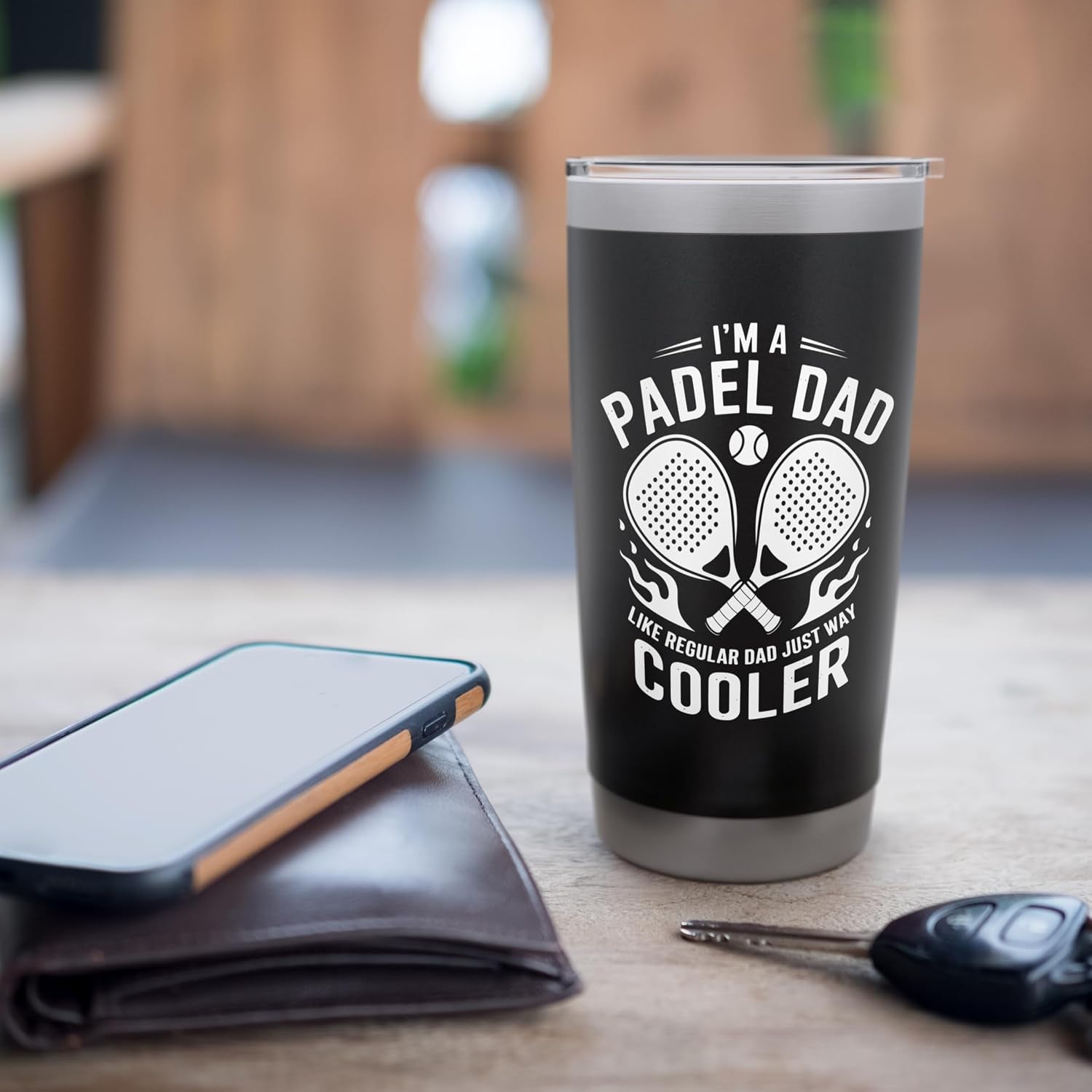 Tennis Padel Player Father, Racket Sports Padel Lover Dad Stainless Steel Insulated Tumbler