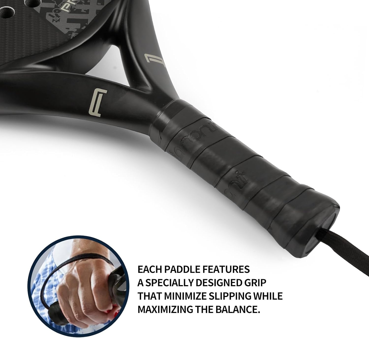 Padel Racket Carbon Fiber Surface with EVA Memory Flex Foam Core Lightweight Padel Racquet