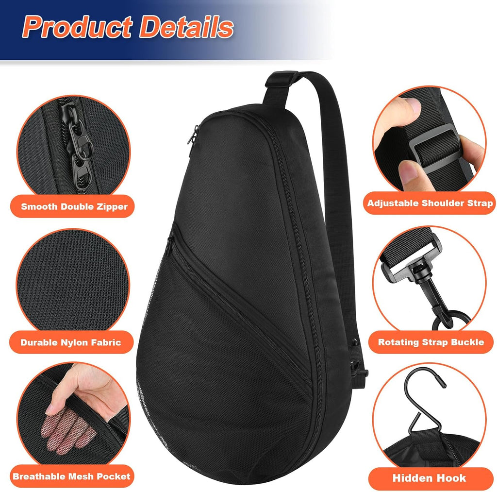 Padel Racket Bag Pickleball Paddle Sling Backpack Padel Racquet Storage Bag, Padel (Paddel Tennis) Equipment Carrying Bag with Mesh Pocket for 2 Paddles Ball Water Bottle & Accessory