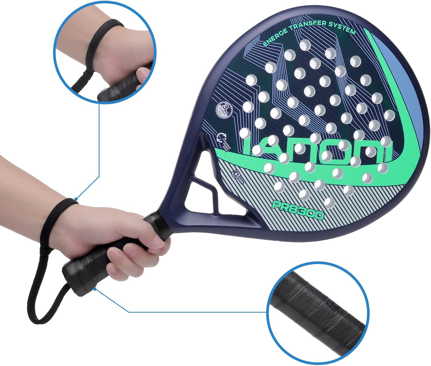 Padel Racket Carbon Fiber Surface with EVA Memory Flex Foam Core Lightweight Padel Racquet