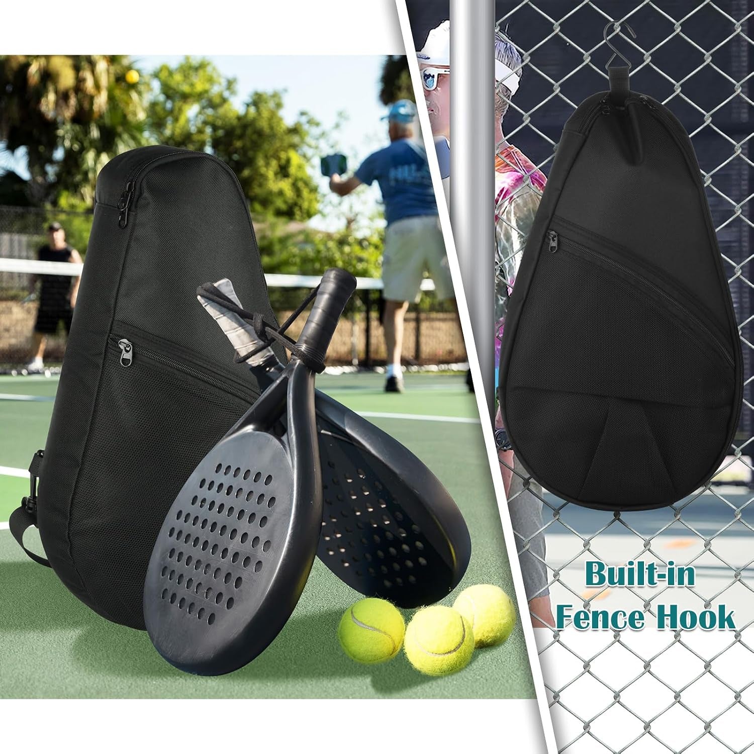Padel Racket Bag Pickleball Paddle Sling Backpack Padel Racquet Storage Bag, Padel (Paddel Tennis) Equipment Carrying Bag with Mesh Pocket for 2 Paddles Ball Water Bottle & Accessory