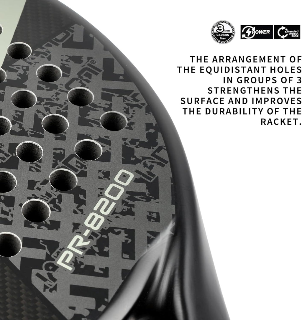 Padel Racket Carbon Fiber Surface with EVA Memory Flex Foam Core Lightweight Padel Racquet