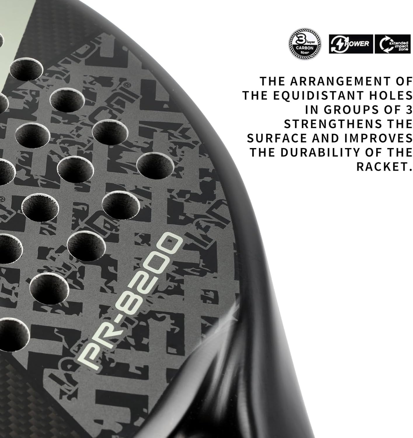 Padel Racket Carbon Fiber Surface with EVA Memory Flex Foam Core Lightweight Padel Racquet