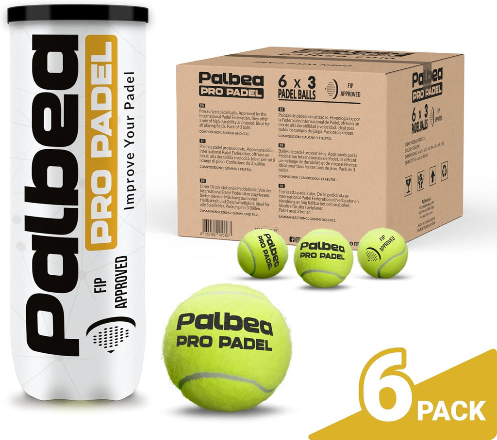 PRO Padel Balls. 6/12/24 Tubes of 3 Padel Tennis Balls FIP Approved