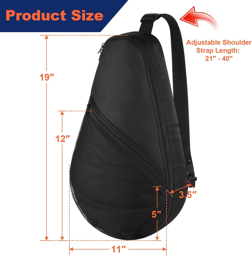 Padel Racket Bag Pickleball Paddle Sling Backpack Padel Racquet Storage Bag, Padel (Paddel Tennis) Equipment Carrying Bag with Mesh Pocket for 2 Paddles Ball Water Bottle & Accessory