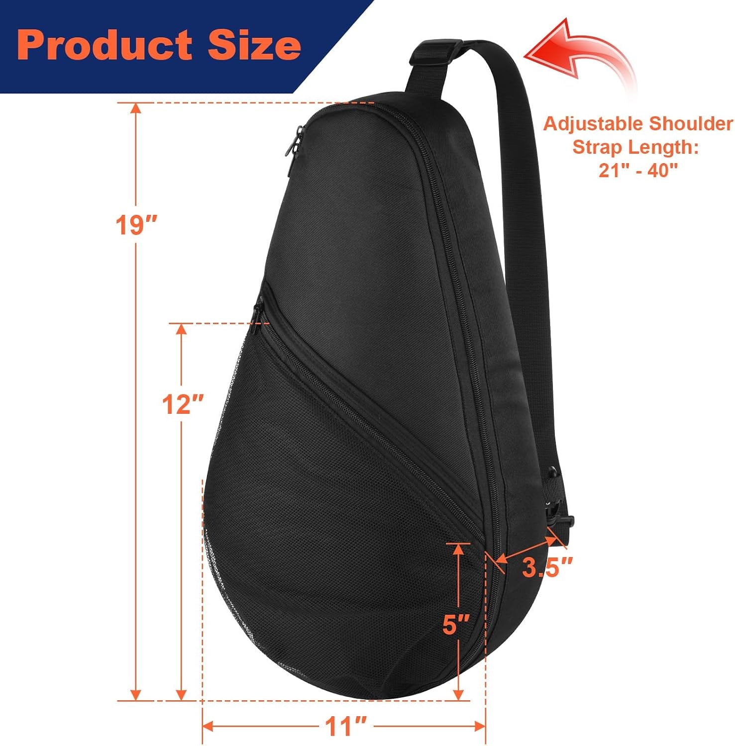 Padel Racket Bag Pickleball Paddle Sling Backpack Padel Racquet Storage Bag, Padel (Paddel Tennis) Equipment Carrying Bag with Mesh Pocket for 2 Paddles Ball Water Bottle & Accessory