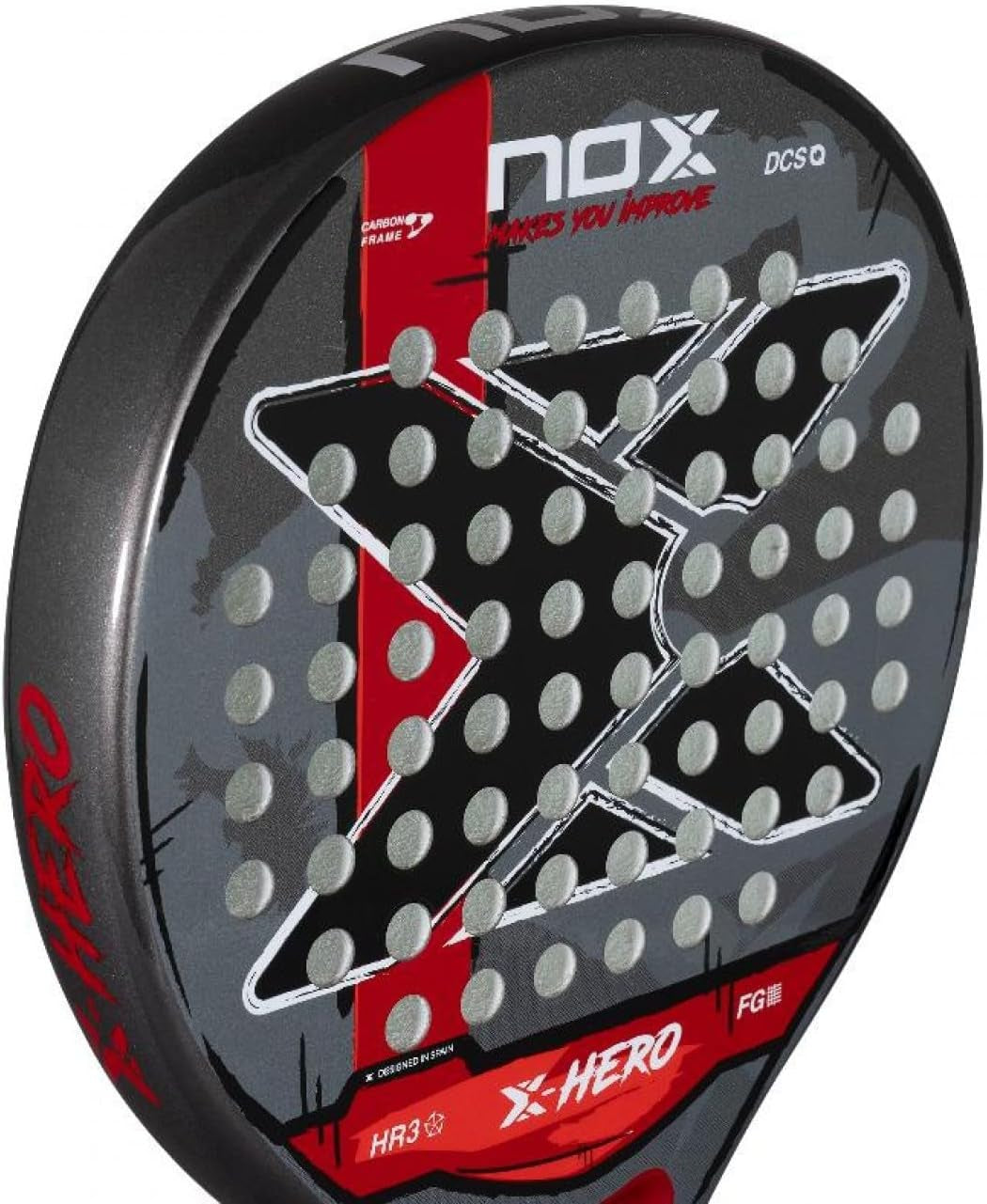 Padel Racket X-Hero 2026 | round Shape Pala Padel for Beginners & Intermediate Players | Carbon Frame, 3K Fiber Glass Face, HR3 White Eva Core | DCS Stability, Lightweight Agility & Gloss Surface