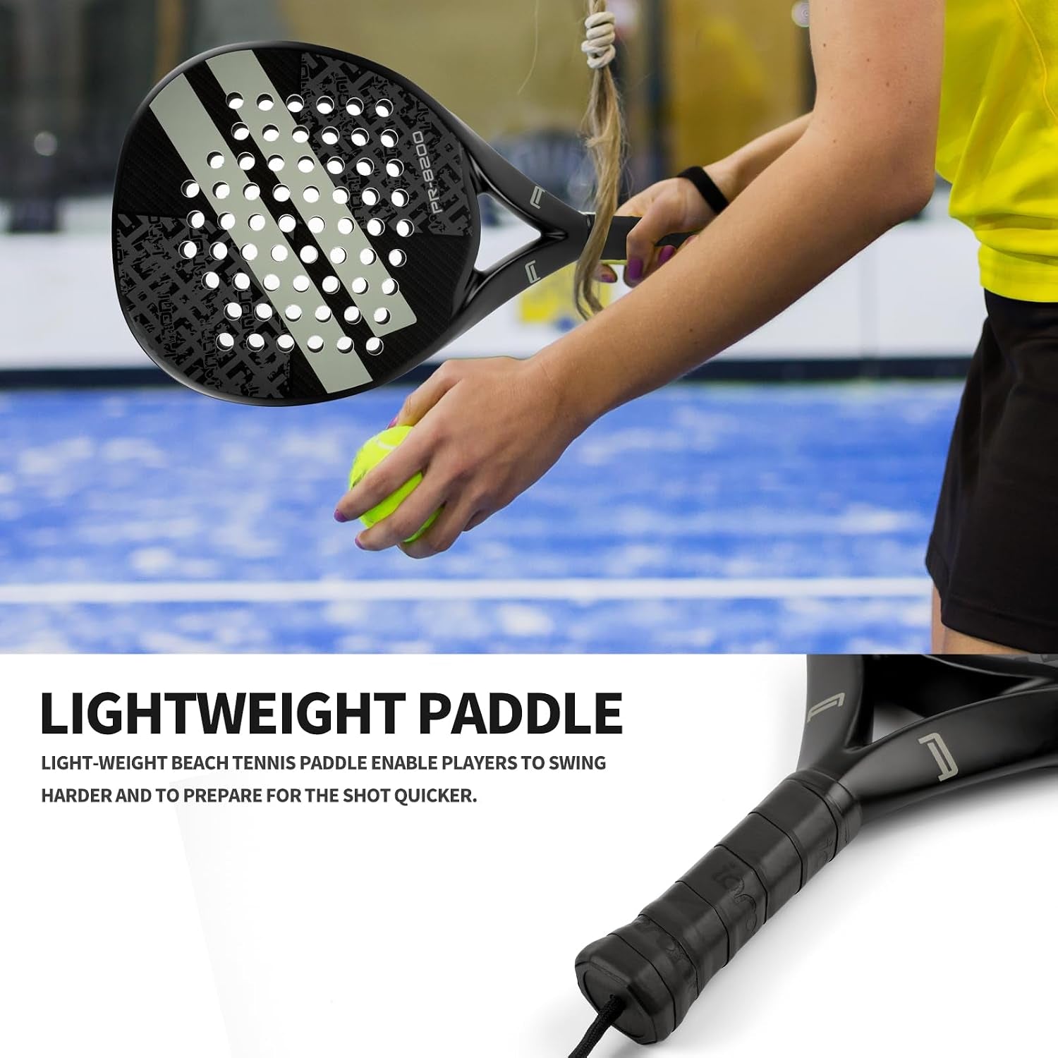 Padel Racket Carbon Fiber Surface with EVA Memory Flex Foam Core Lightweight Padel Racquet